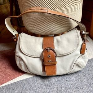 Coach cream and tan leather shoulder/tote.
